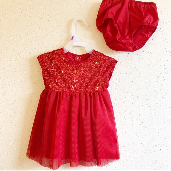 Christmas 🎄 Red Dress Shimmer 12 mo Toddler - Picture 2 of 7